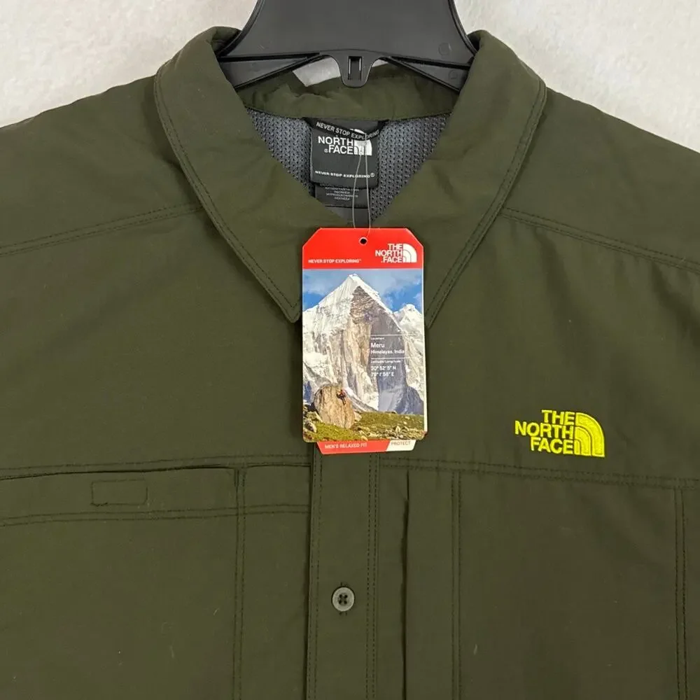 The North Face Shirt Mens XXL Green Paramount Woven Long Sleeve UPF 50 NWT